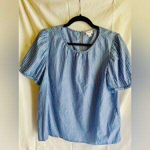 J. Crew Navy and White Pinstripe Blouse